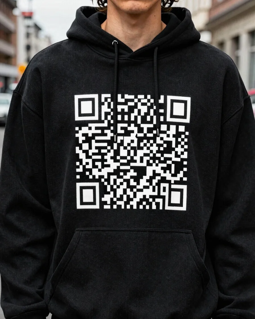 Close-up portrait of a stylish young model wearing premium black streetwear in Berlin, crisp daylight, high-density wove